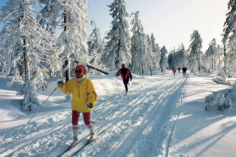 Skilangläufer im verschneiten Harz